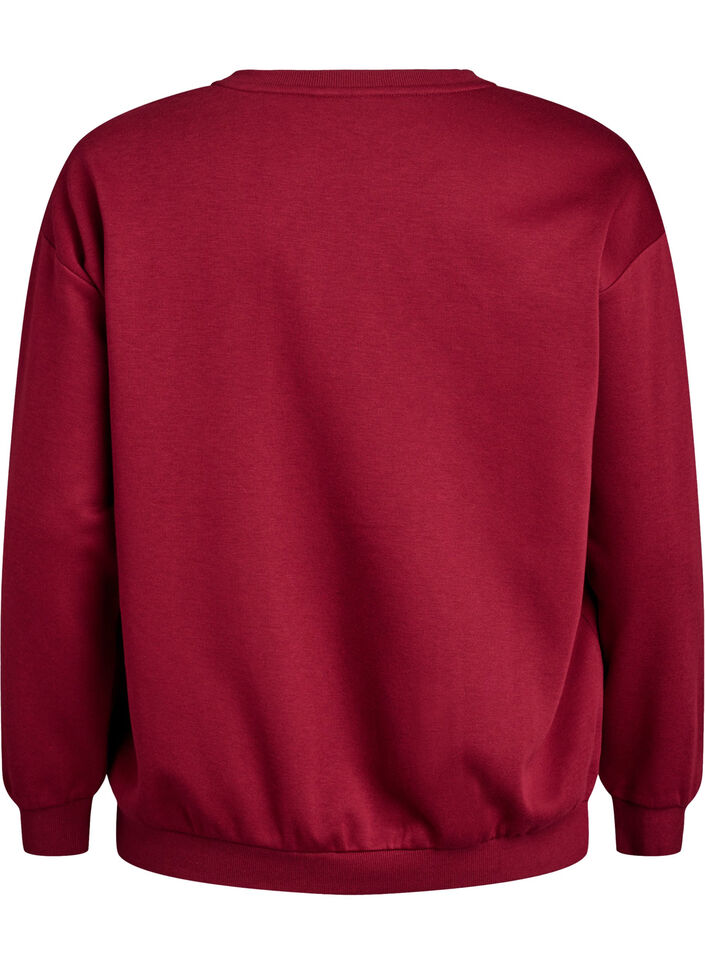 Bluza z napisem z tkaniny frotte, Ciemnobordowy, Packshot image number 1