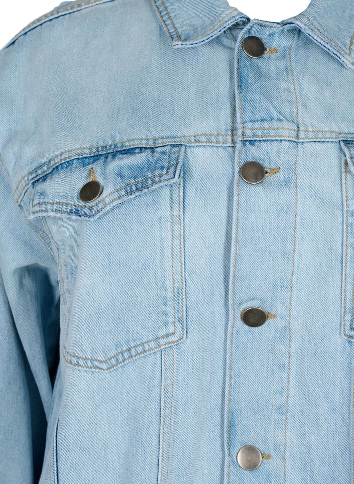 Luzna kurtka jeansowa z przetartymi detalami, Light blue denim, Packshot image number 2