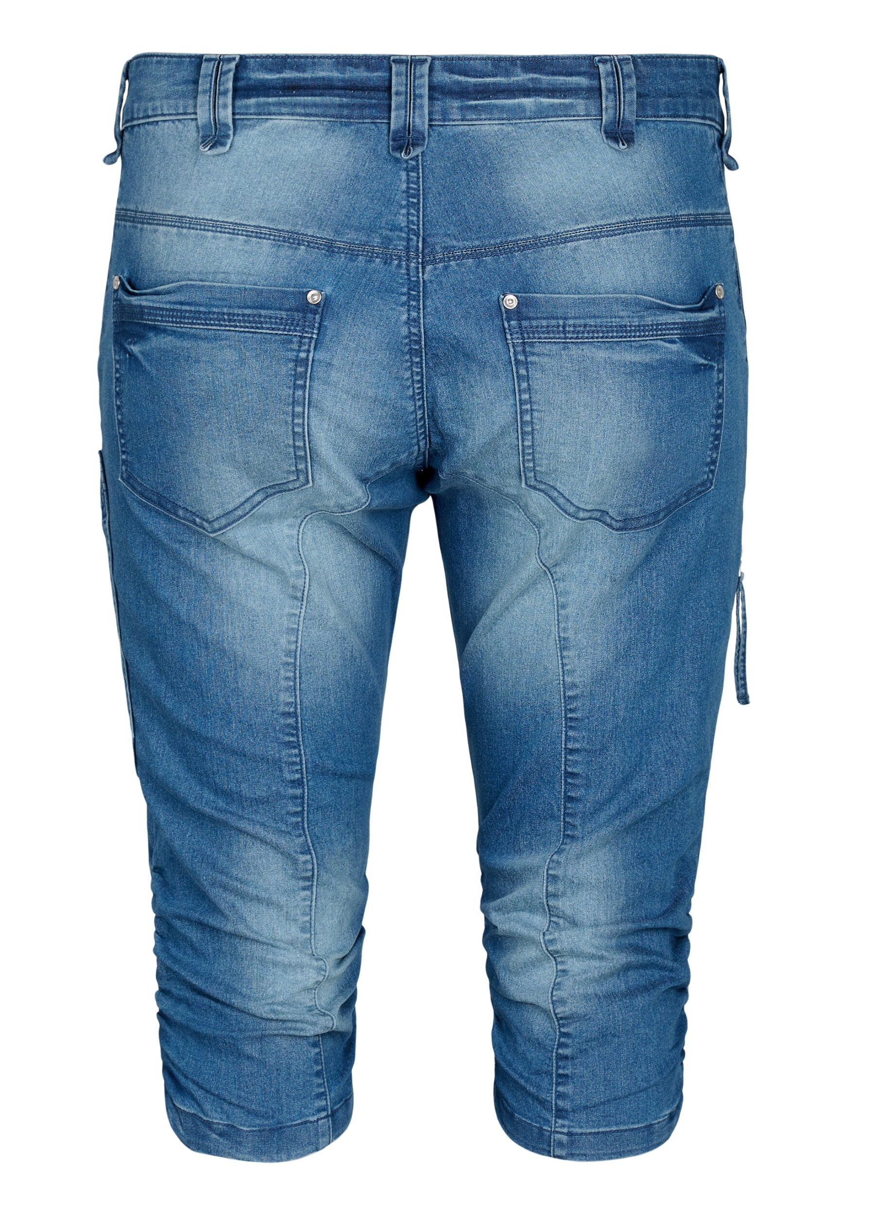 Zizzi Waskie jeansy capri z&nbsp;kieszeniami, Niebieskie, Packshot image number 1