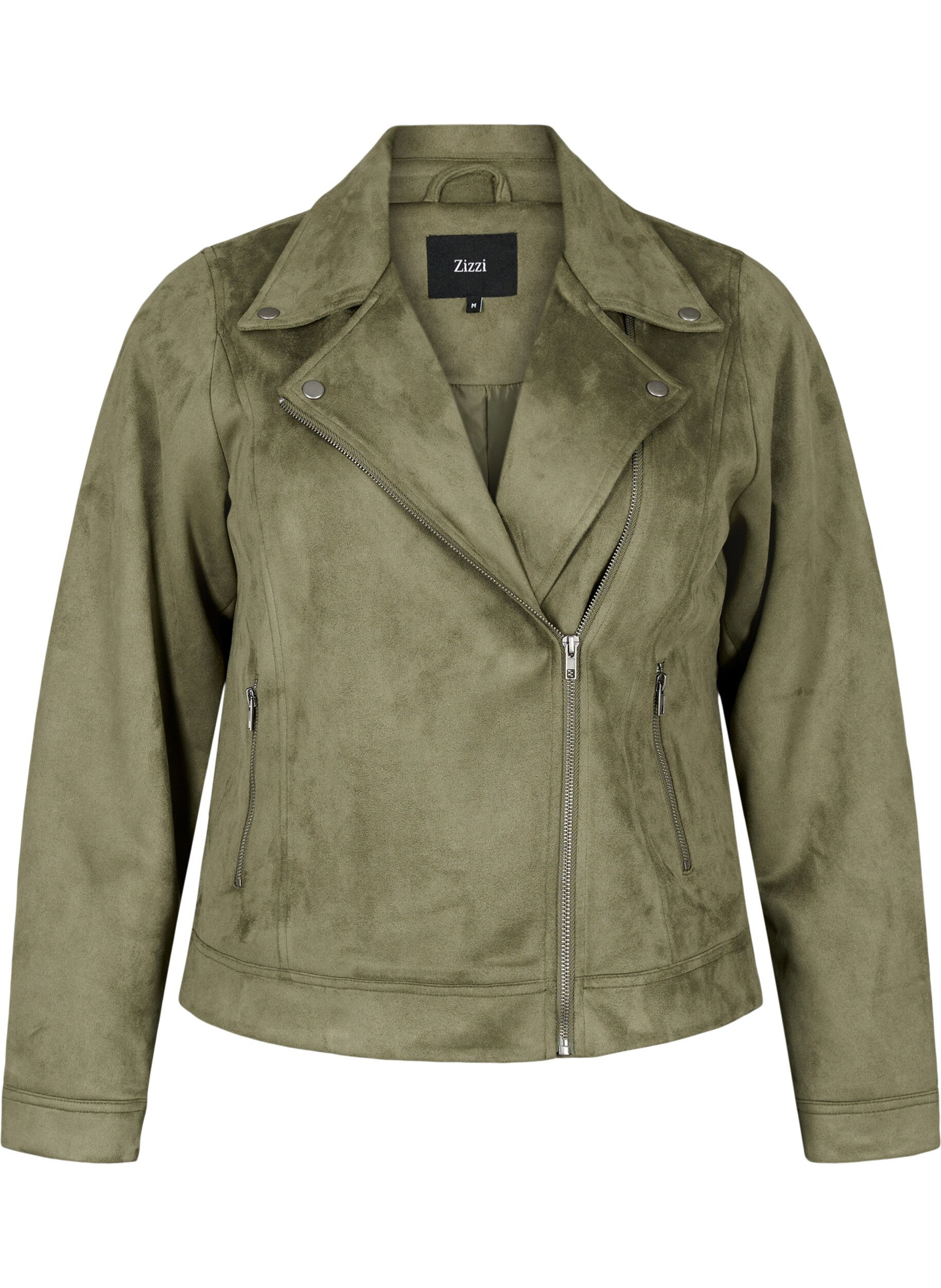ZizziKurtka typu biker ze sztucznego zamszu, Dusty Olive, Packshot image number 0