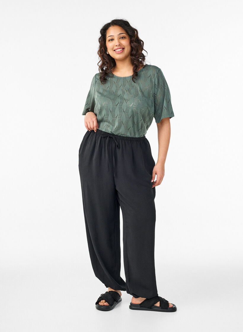 Dzersejowa koszulka z azurowym wzorem, Zielony, Model image number 1