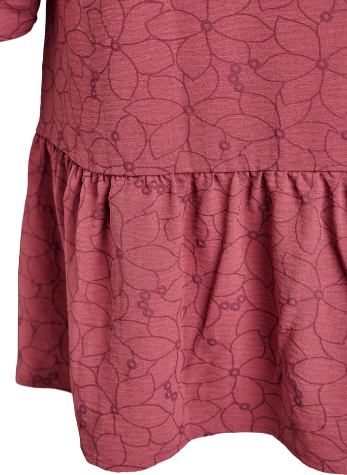 Tunika z haftowanym kwiatowym wzorem i rekawami 3/4, Różowy, Packshot image number 3