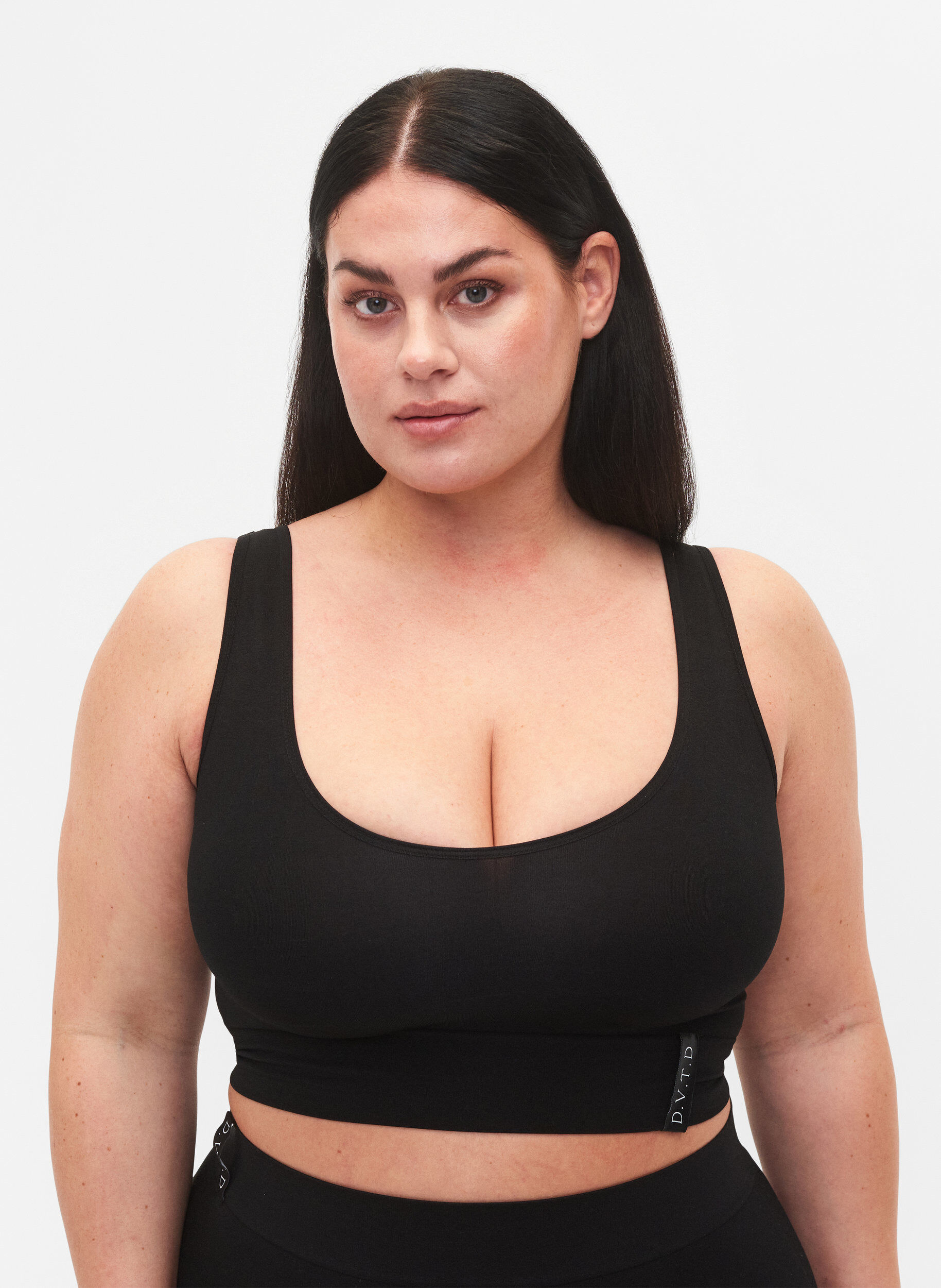 Zizzi Seamless bra with round neckline, Black, Model image number 0