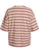 T-shirt w rozmiarze oversize z paskami i rekawami 1/2, Beżowy, Packshot image number 1
