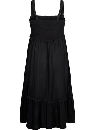 Wiskozowa sukienka midi z marszczeniem, Black, Packshot image number 1