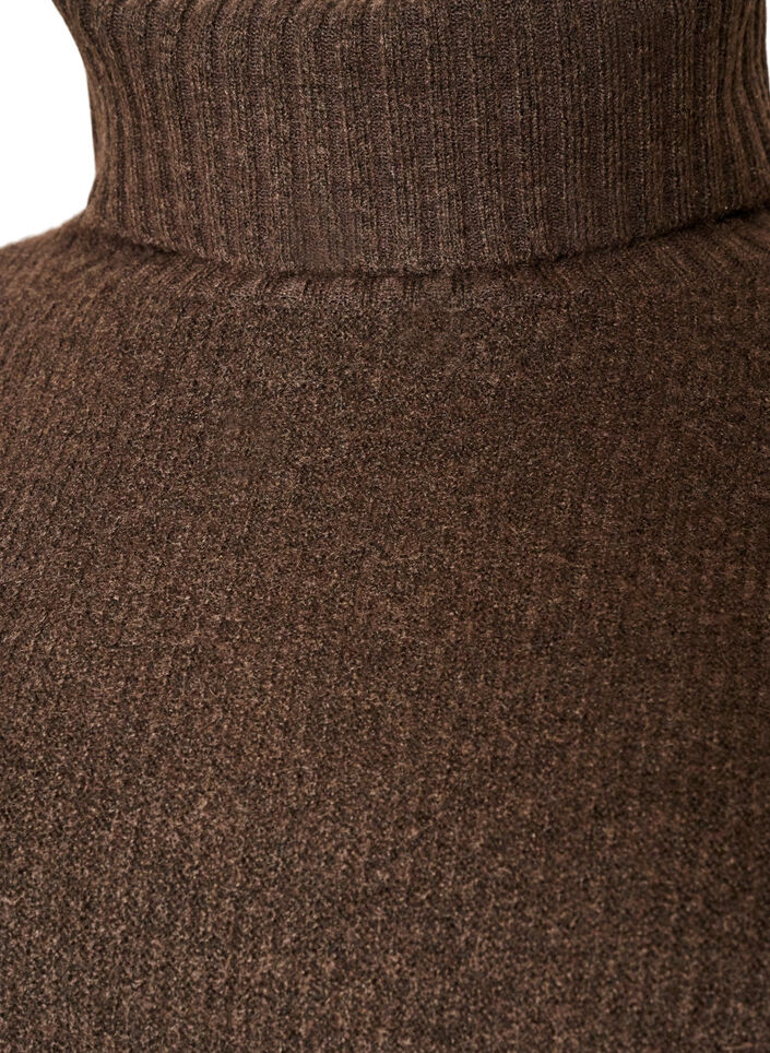 Sweter o luznym splocie z golfem, Brązowy, Packshot image number 2