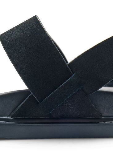 Szerokie sandaly zamszowe, Black, Model image number 0