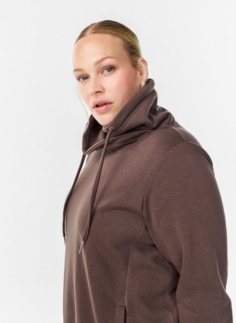 Bluza z wysokim kolnierzem i kieszeniami, Brązowy, Image image number 0