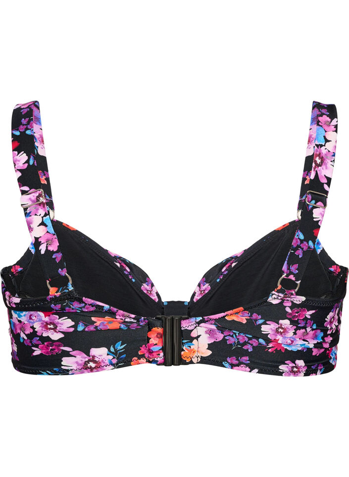 Wzorzysty biustonosz bikini z fiszbinami, Fioletowy, Packshot image number 1