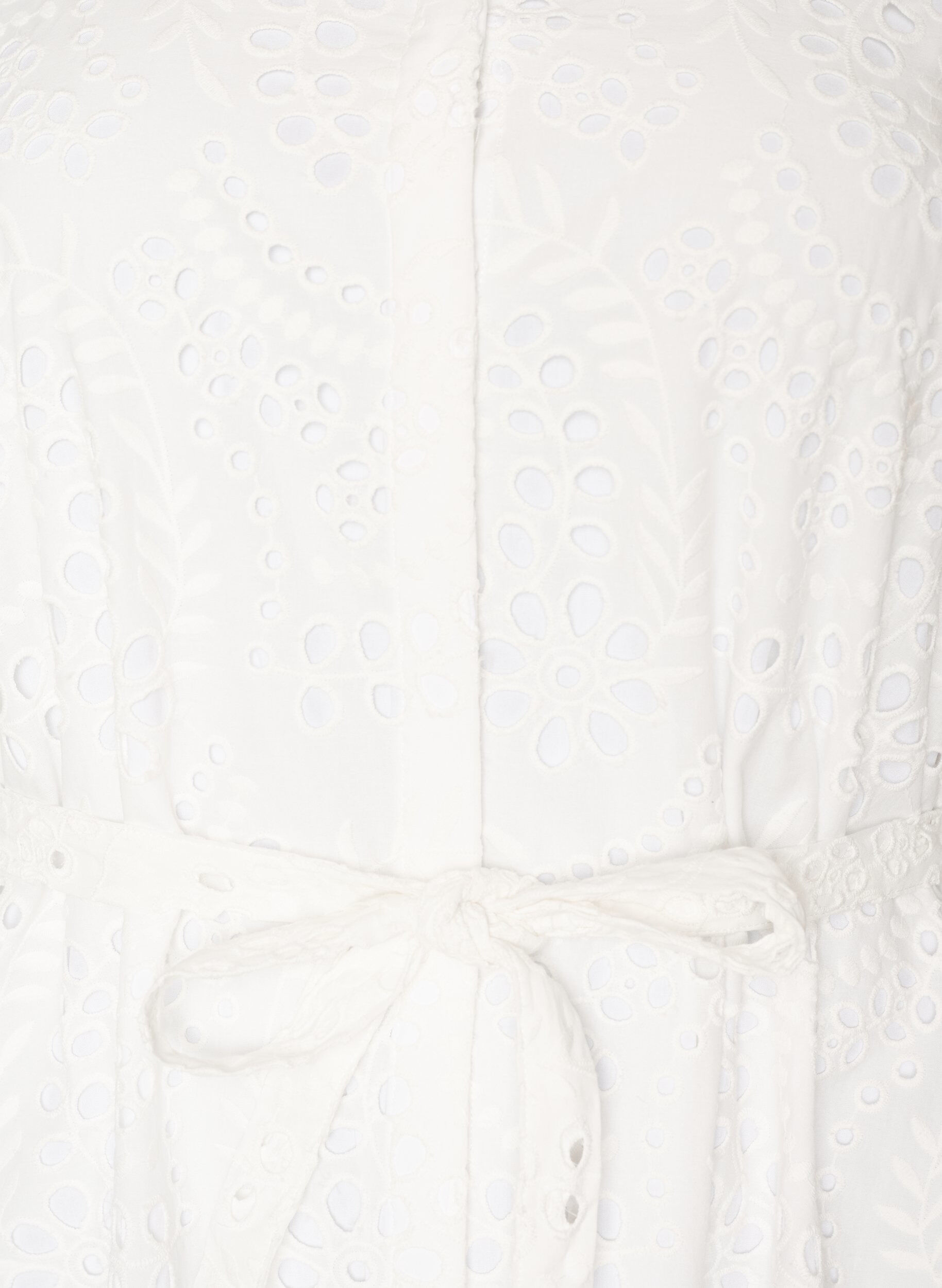ZizziSukienka-koszulka w stylu broderie anglaise z pasem do wiazania, Biały, Packshot image number 2