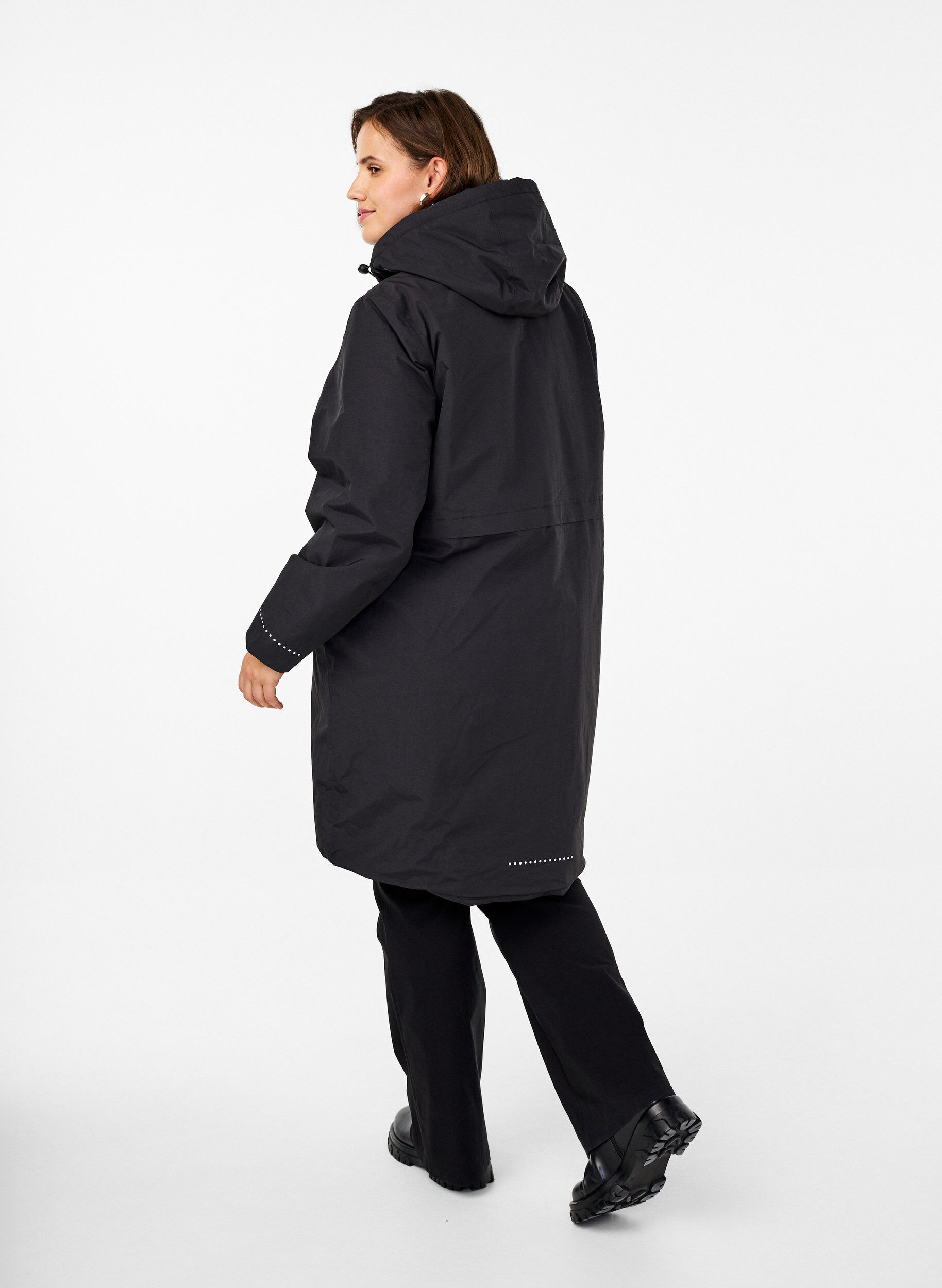 Zizzi Funkcjonalny plaszcz typu parka z odblaskowymi detalami, Black, Model image number 1