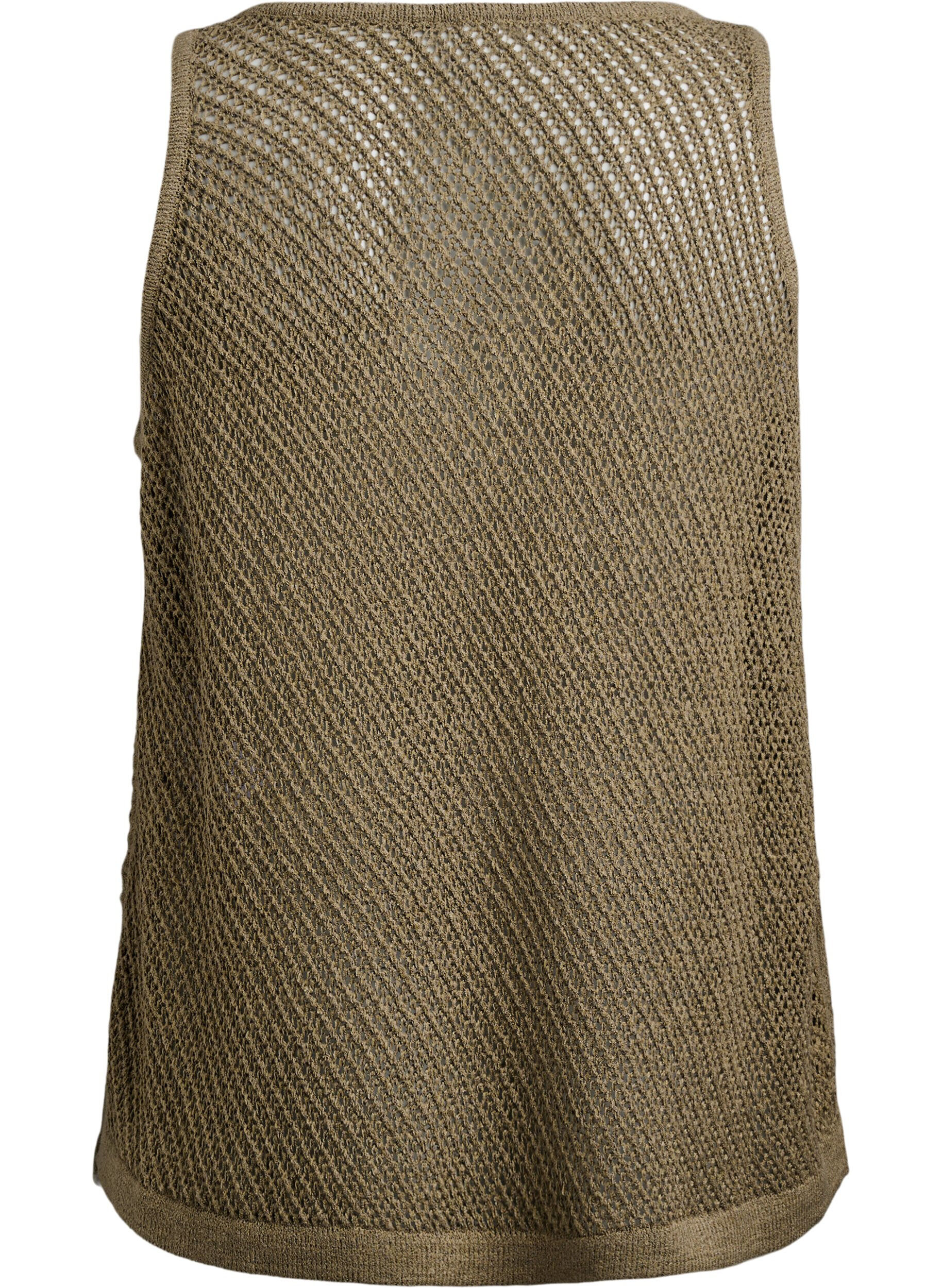 Zizzi FLASH - Dzianinowy top bez rekaw&oacute;w z dekoltem w szpic, Zielony, Packshot image number 1