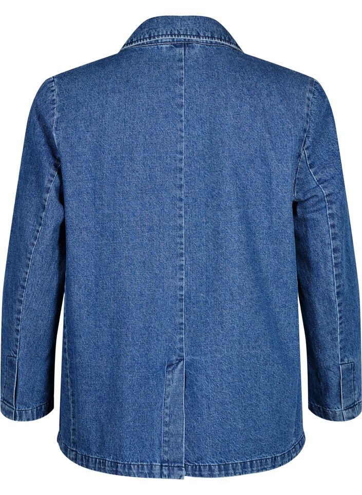 Denimowa marynarka z kieszeniami, Blue Denim, Packshot image number 1