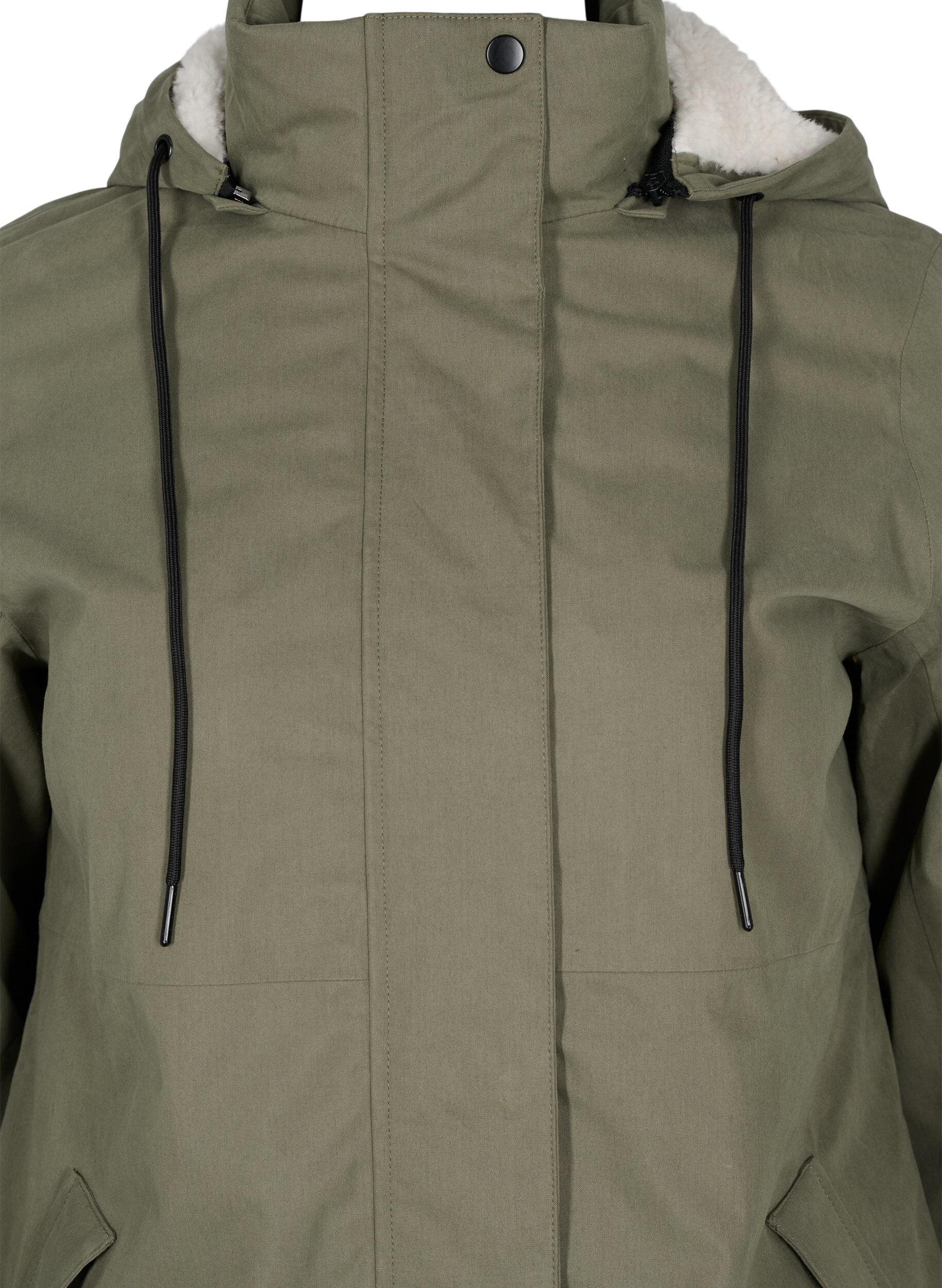 Zizzi Waterproof jacket with detachable hood, Dusty Olive, Packshot image number 2