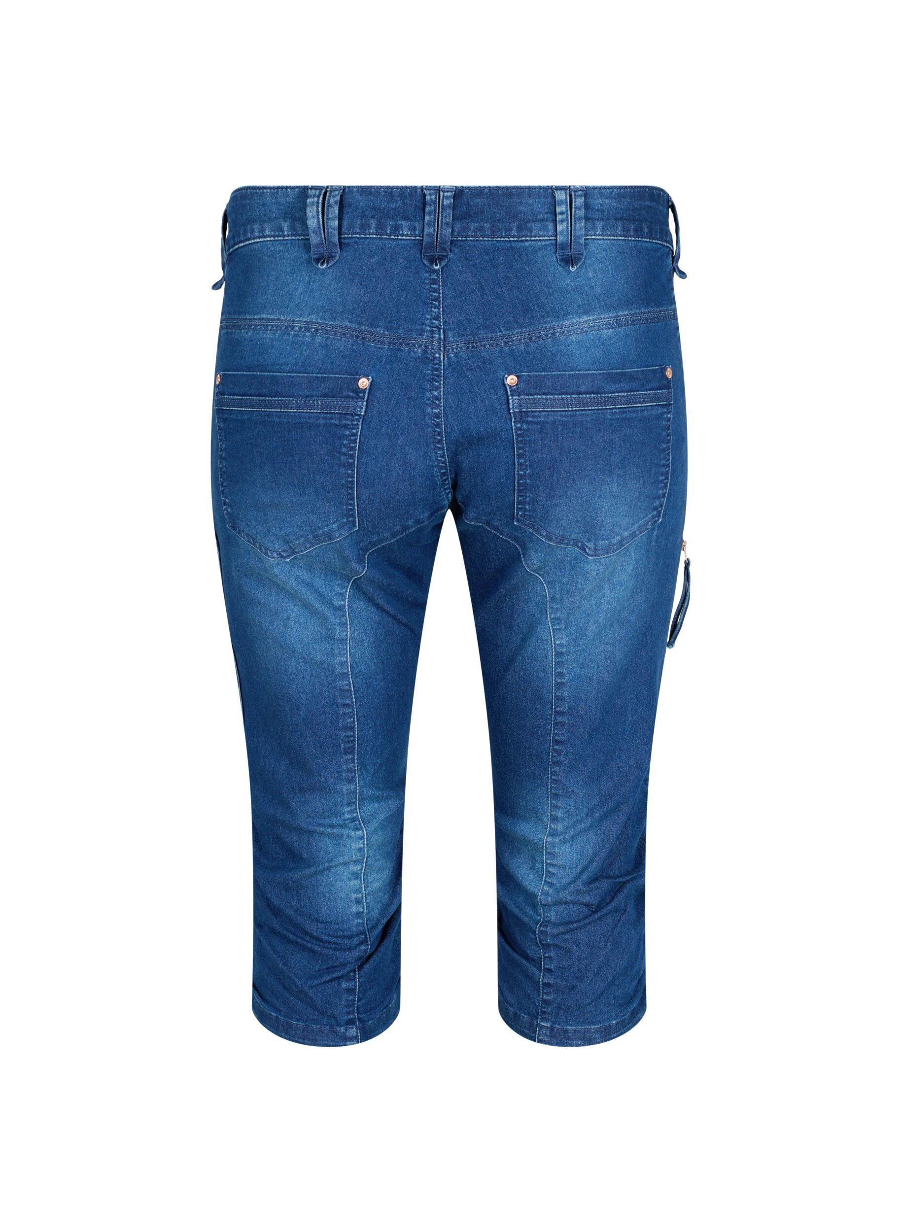 ZizziJeansy capri o dopasowanym kroju z kieszeniami, Niebieskie, Packshot image number 1