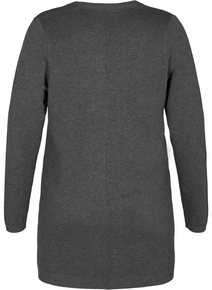 Dlugi, dzianinowy kardigan z mieszanki wiskozy, Ciemnoszary, Packshot image number 1