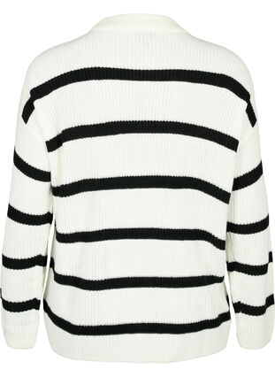 FLASH – dzianinowy sweter w paski, White/Black Stripe, Packshot image number 1