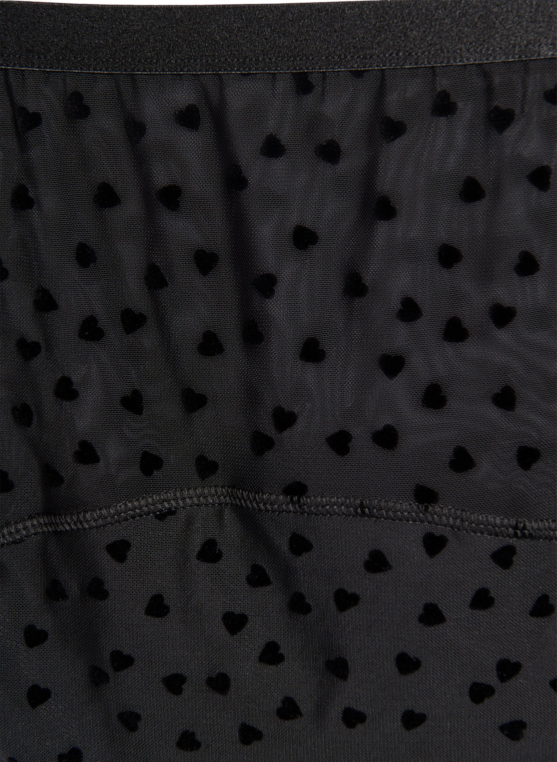 Zizzi Figi damskie typu hipster z siateczki, w serduszka, Czarne, Packshot image number 2