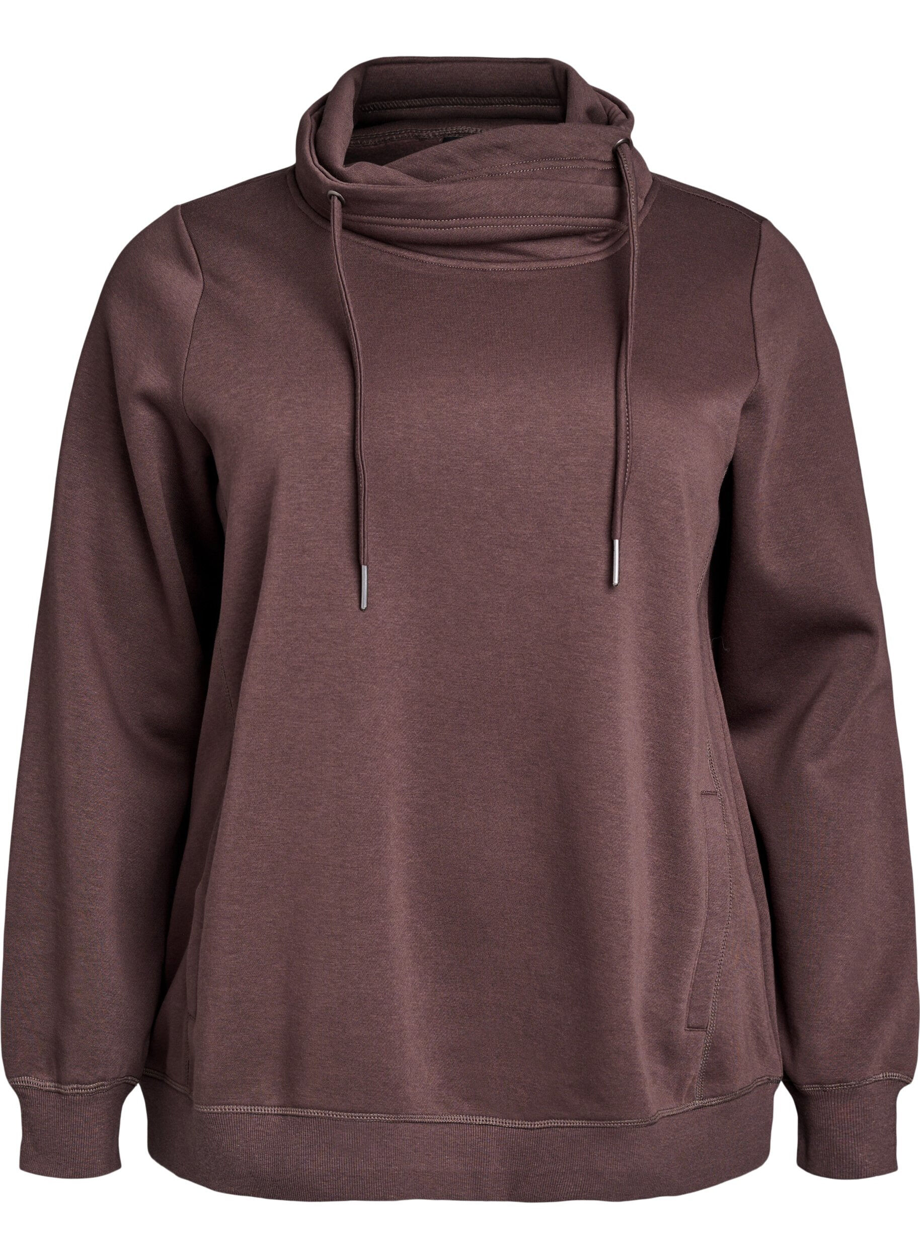 ZizziBluza z wysokim kolnierzem i kieszeniami, Brązowy, Packshot image number 0