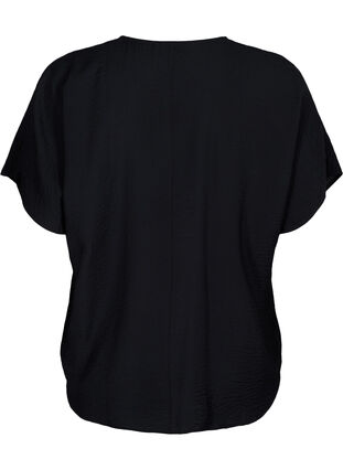 Wiskozowa bluzka z krótkim rekawem, Black, Packshot image number 1
