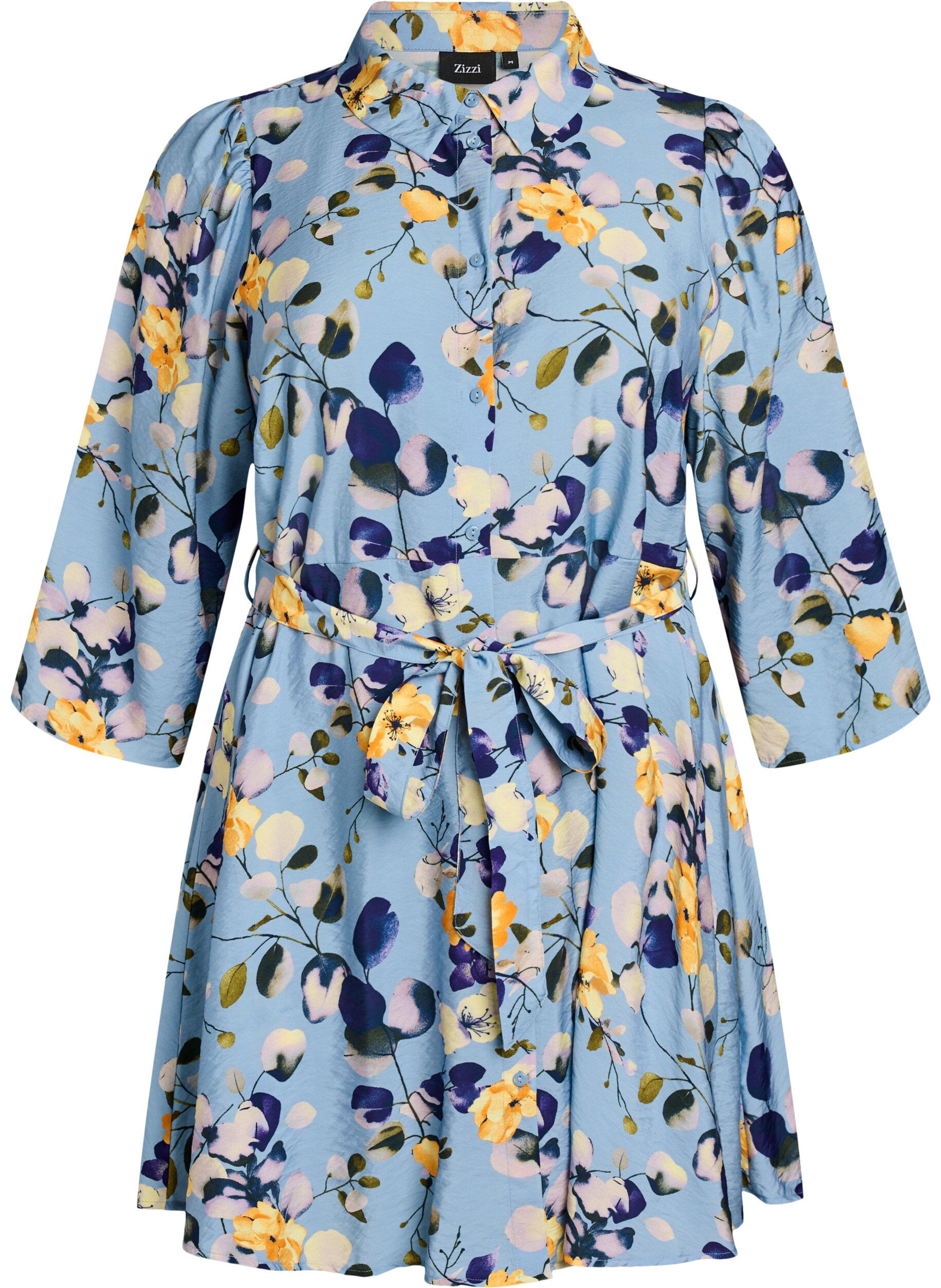 Zizzi Tunika w krate z pasem i rekawami 3/4, Niebieskie, Packshot image number 0