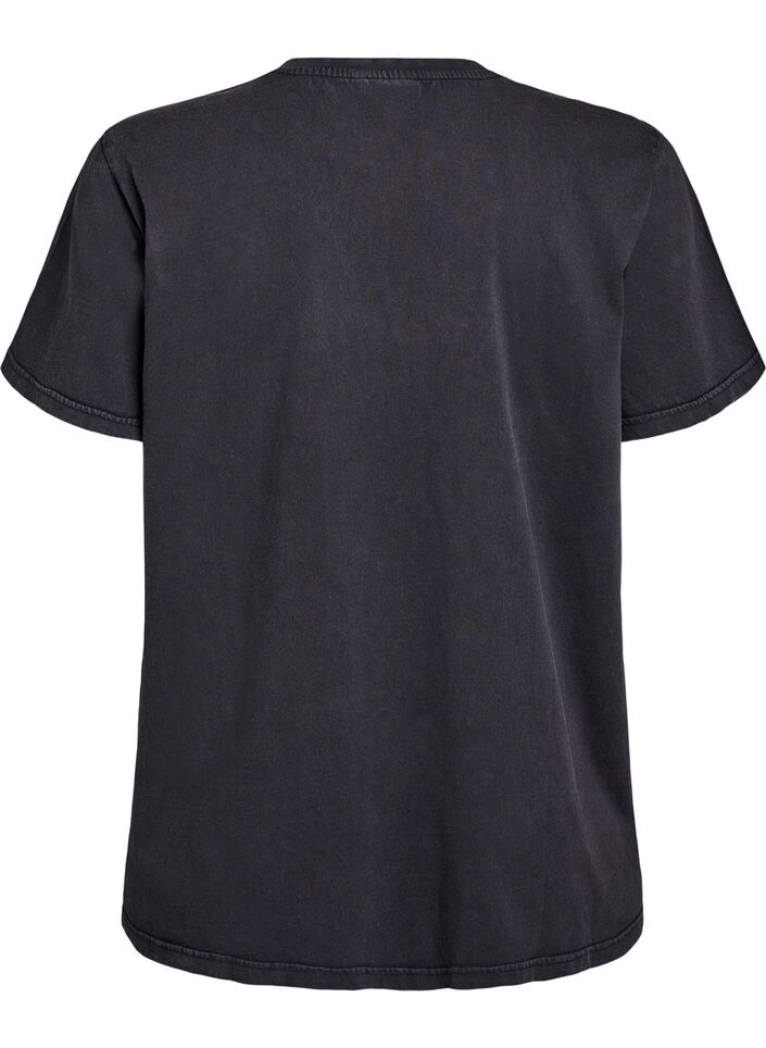 Koszulka z bawelny organicznej z krysztalkami i motywem motyla, Szary, Packshot image number 1