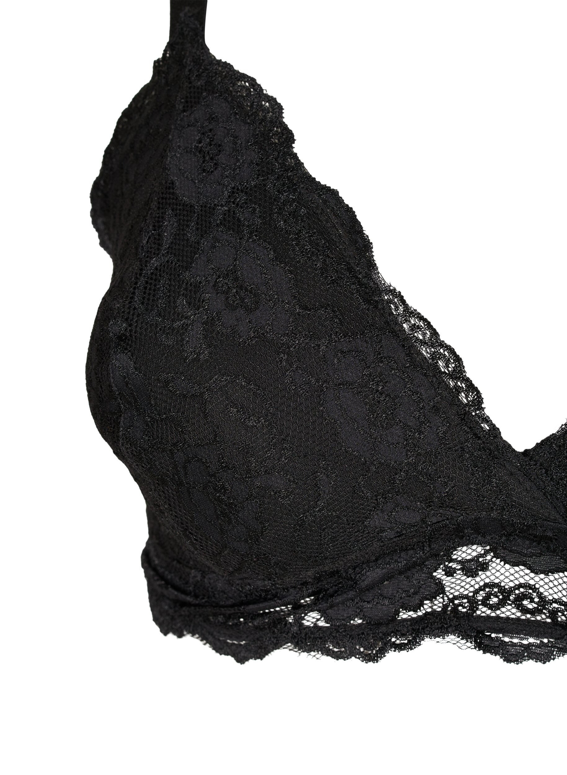 Zizzi Padded lace bra with back detail, Black, Packshot image number 2