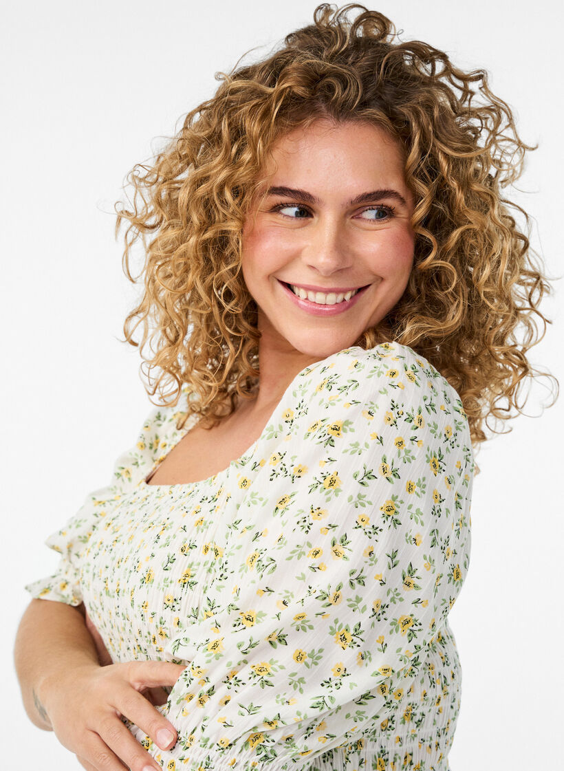 Letnia sukienka z wiskozy w kwiaty, Biały, Model image number 2