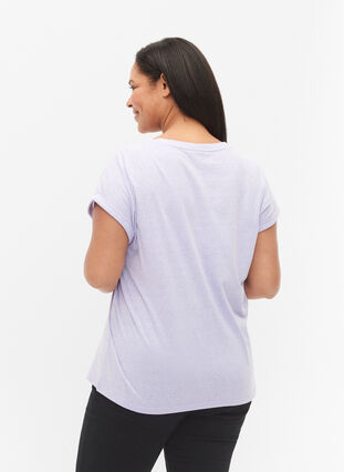 Melanzowa koszulka z krótkim rekawem, Lavender Mél, Model image number 1