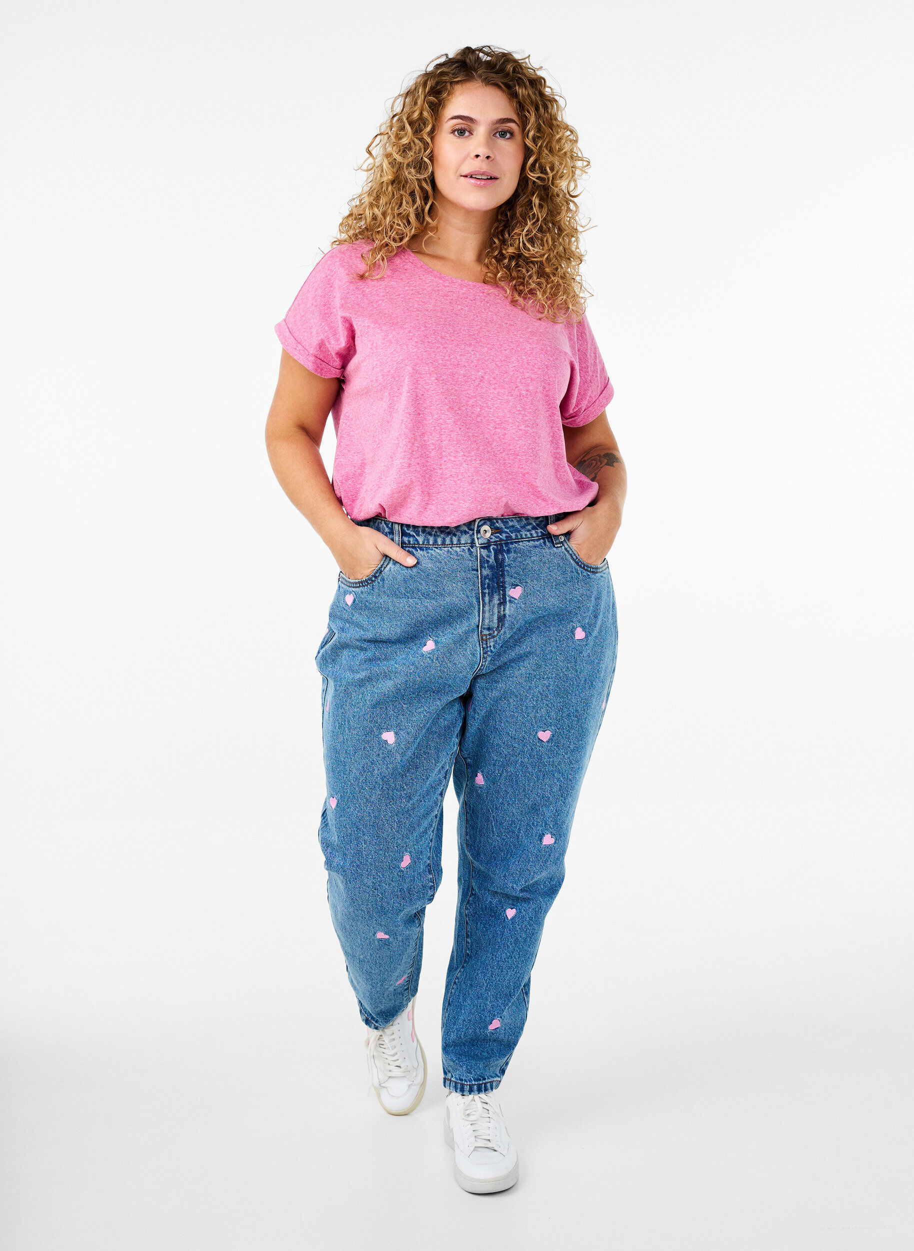 Zizzi Melanzowa koszulka z kr&oacute;tkim rekawem, R&oacute;żowy, Model image number 1