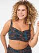 Bikinikowy top z wysci&oacute;lka i nadrukiem, Niebieskie, Model image number 0