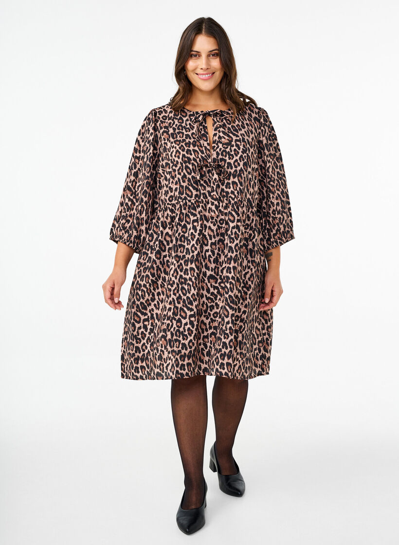 Sukienka z kokardkami i rekawami 3/4, LEO AOP, Model image number 3