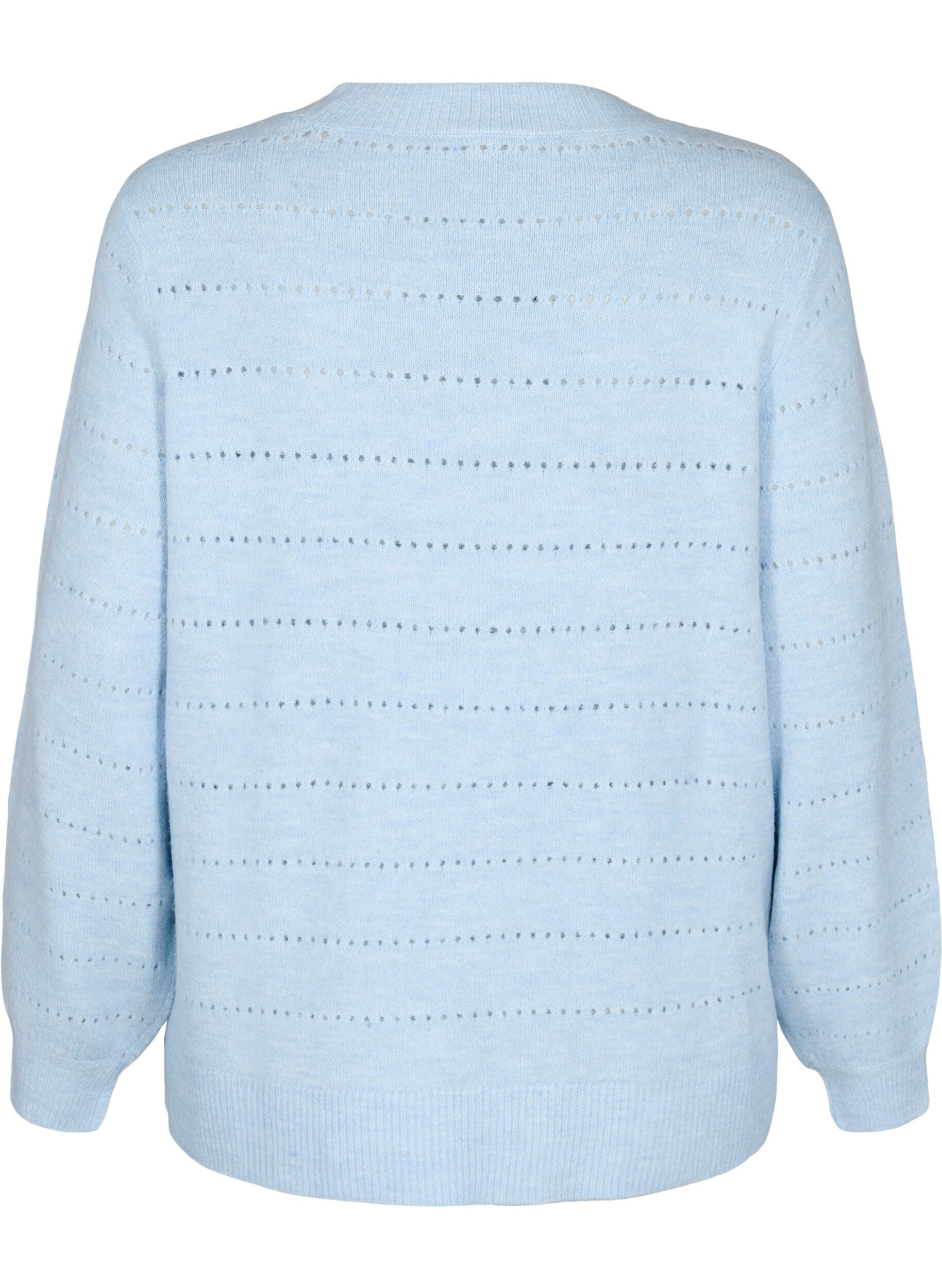 Zizzi Dzianinowa bluzka z okraglym dekoltem i koronkowym wzorem, Cashmere Blue Mel., Packshot image number 1