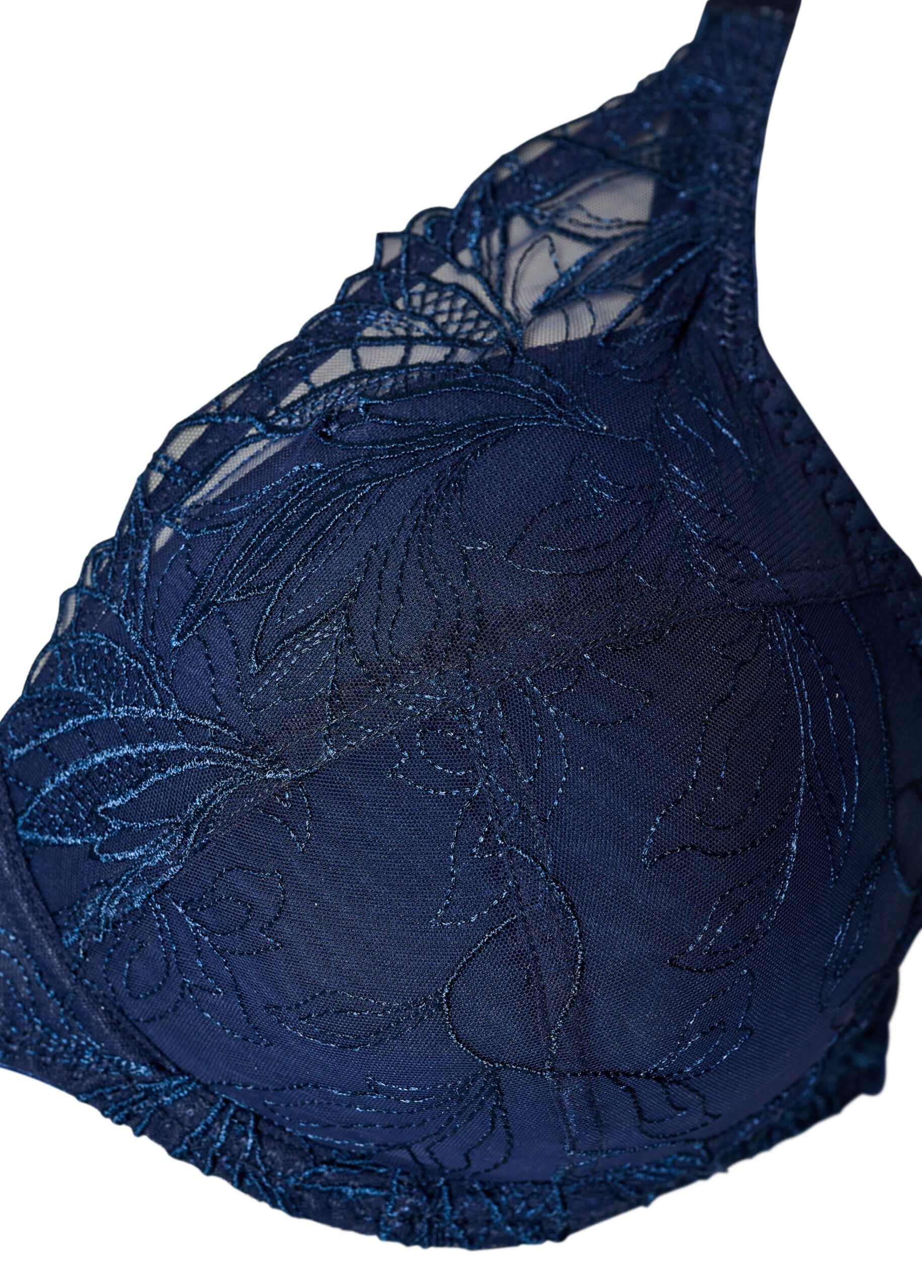 ZizziUsztywniany koronkowy biustonosz z fiszbinami, Niebieskie, Packshot image number 2