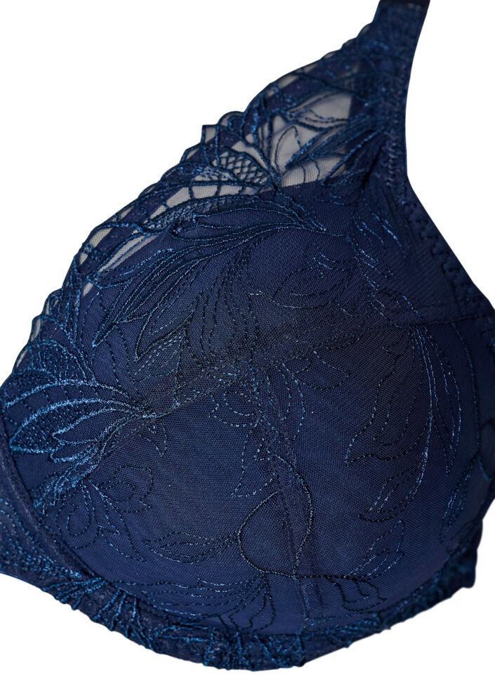 Usztywniany koronkowy biustonosz z fiszbinami, Niebieskie, Packshot image number 2