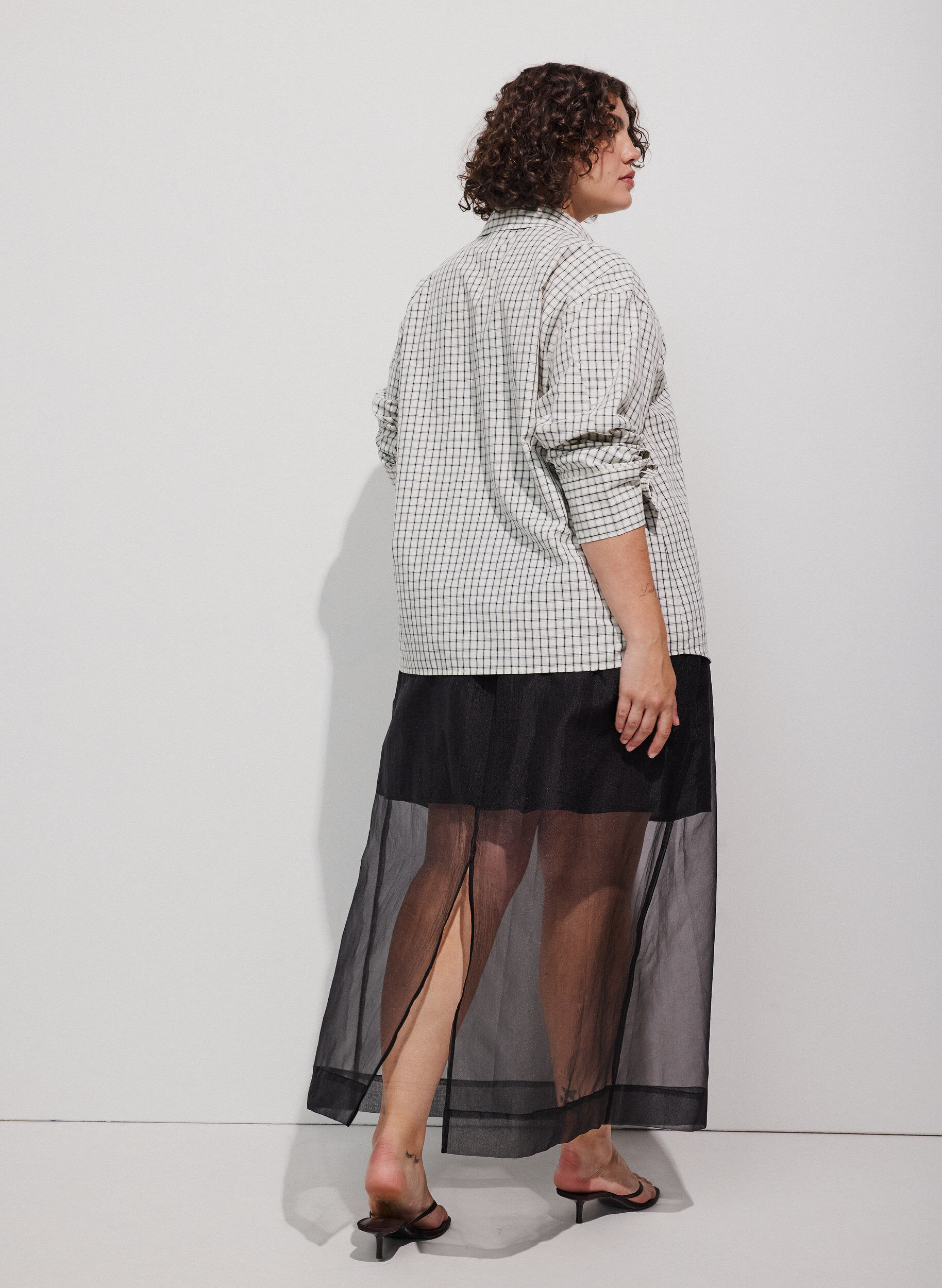 ZizziDluga sp&oacute;dnica w stylu organzy, Czarne, Model image number 2