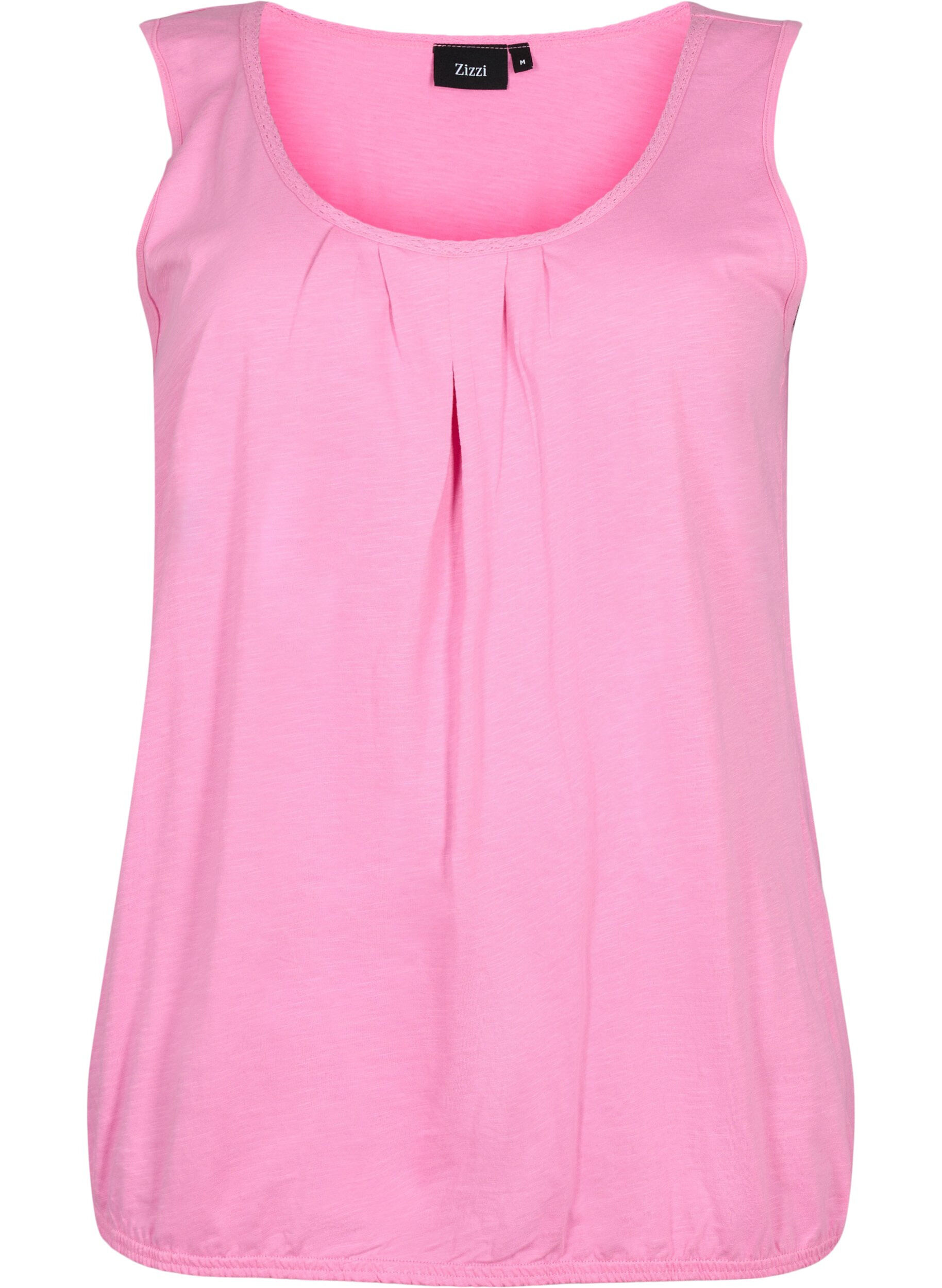 Zizzi 2-pack bawelniany top z koronkowym wykonczeniem, Rosebloom / Black, Packshot image number 2