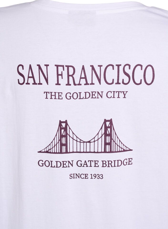 Dlugi t-shirt do spania z bawelny organicznej z nadrukiem, Biały, Packshot image number 3