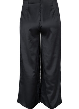 Satynowe spodnie z szerokimi nogawkami, Black, Packshot image number 1