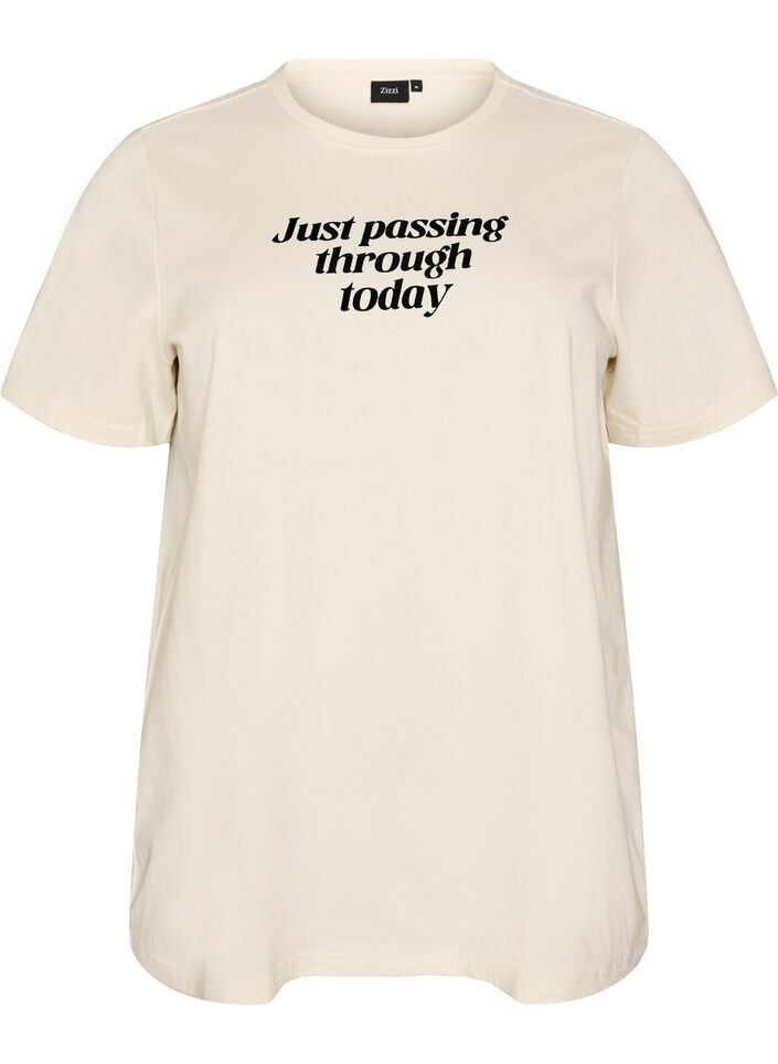 Bawelniany T-shirt z napisem, Biały, Packshot image number 0