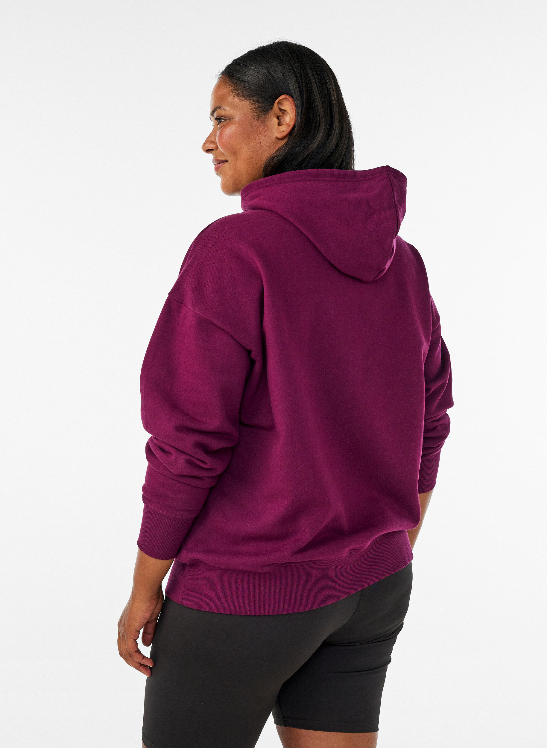 ZizziBluza z kapturem z nadrukiem na piersi, Fioletowy, Model image number 2