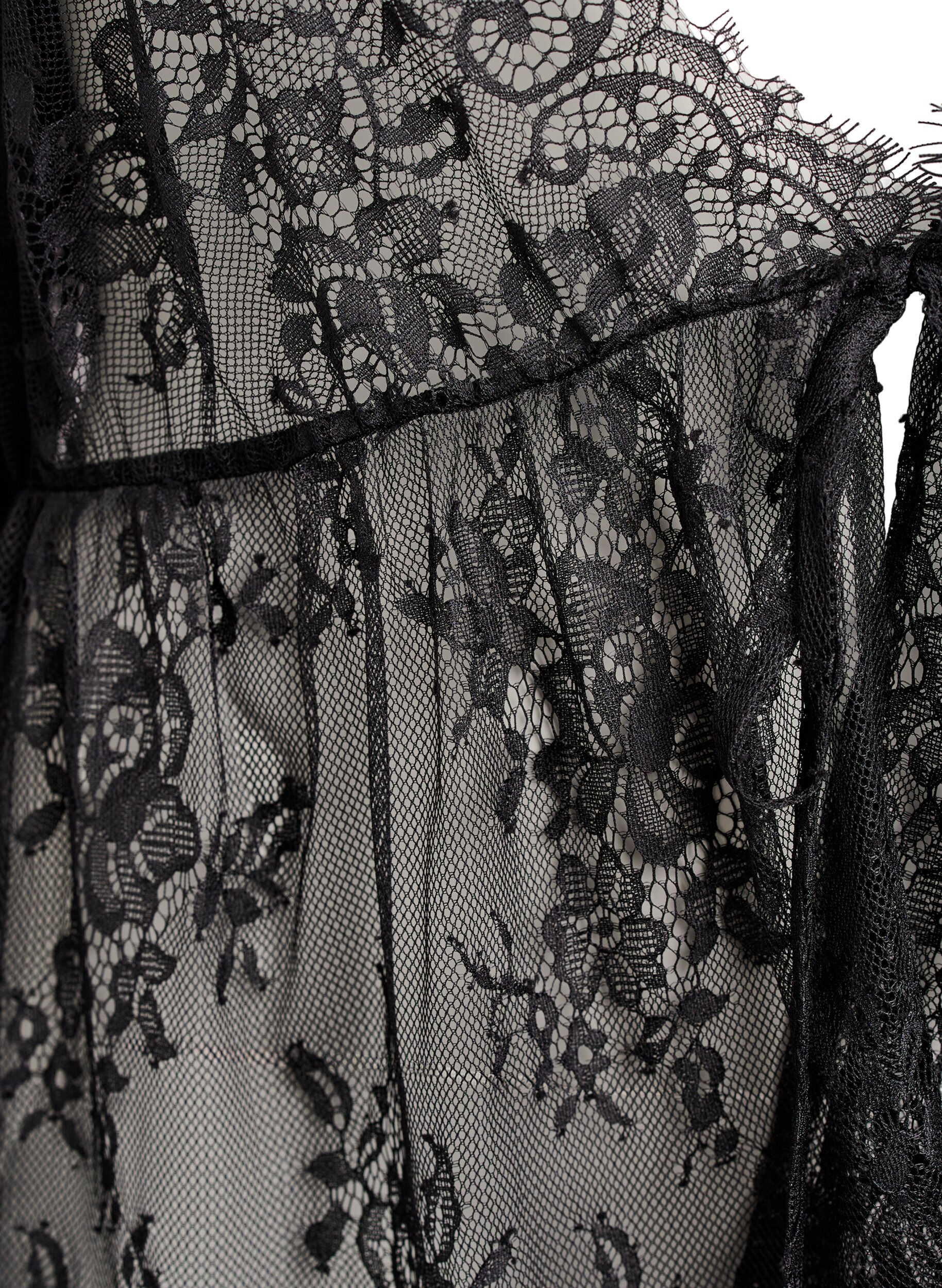 Zizzi Bluzka koronkowa z kokardka i rekawami 3/4, Czarne, Packshot image number 2