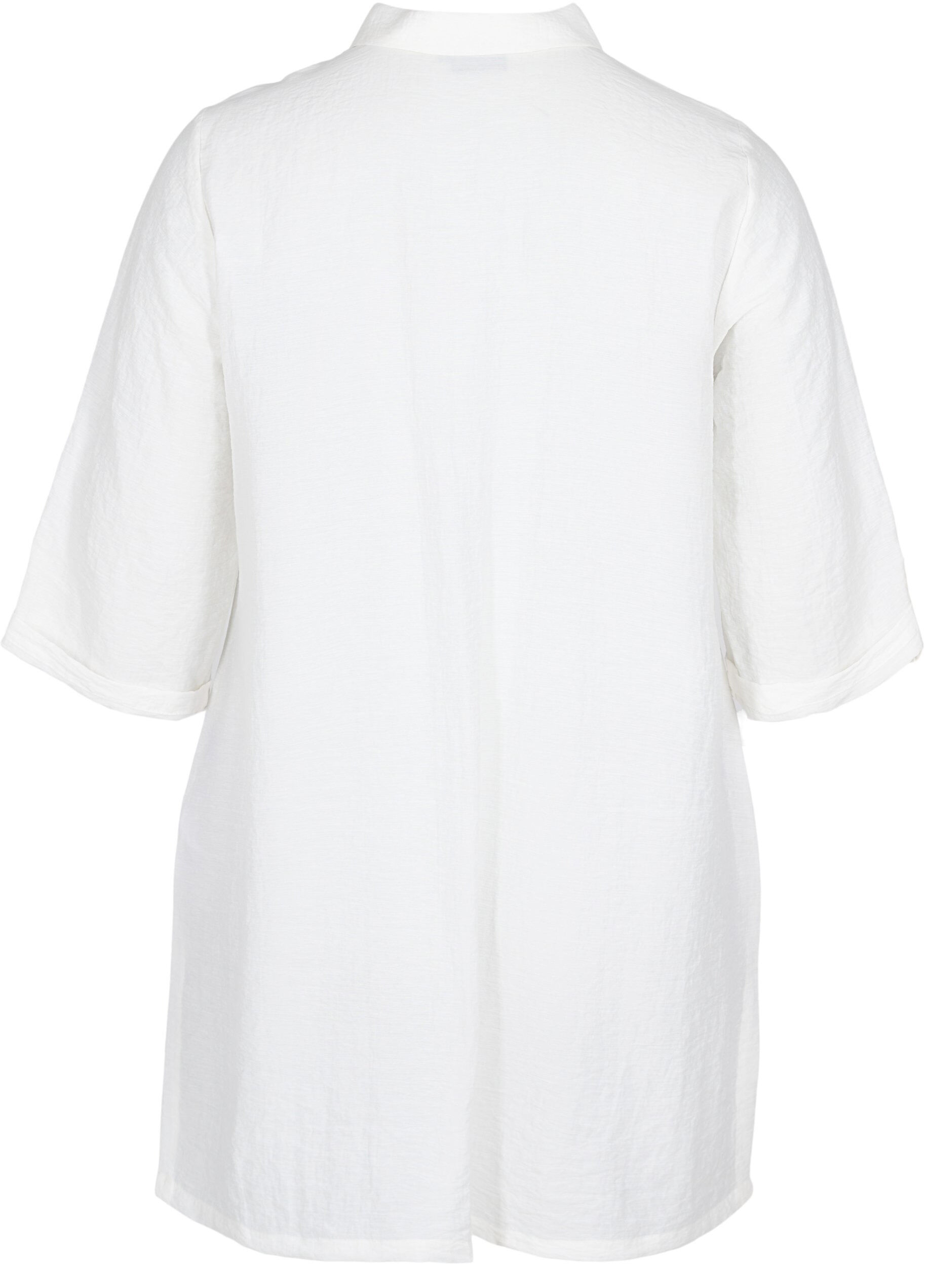 Zizzi Long shirt with 3/4 sleeves, Bright White, Packshot image number 1