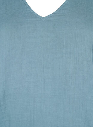 Bawelniana bluzka z haftem i krótkimi rekawami, Smoke Blue, Packshot image number 2