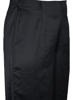 Satynowe spodnie z szerokimi nogawkami, Black, Packshot image number 2