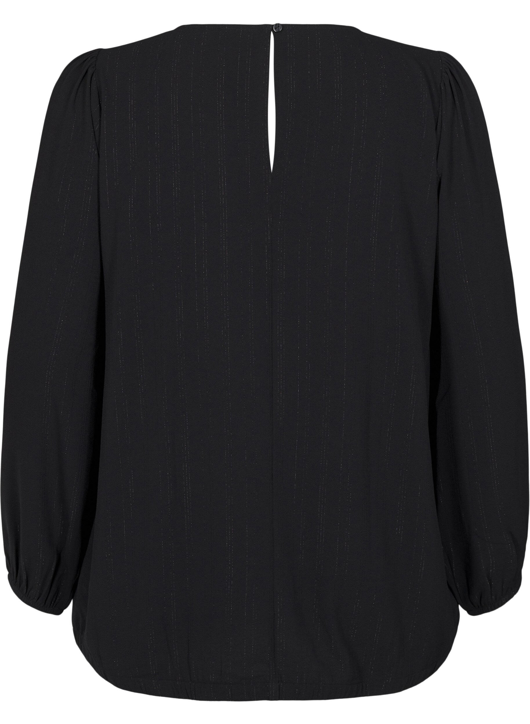 Zizzi Bluzka ze srebrnym brokatem, Czarne, Packshot image number 1