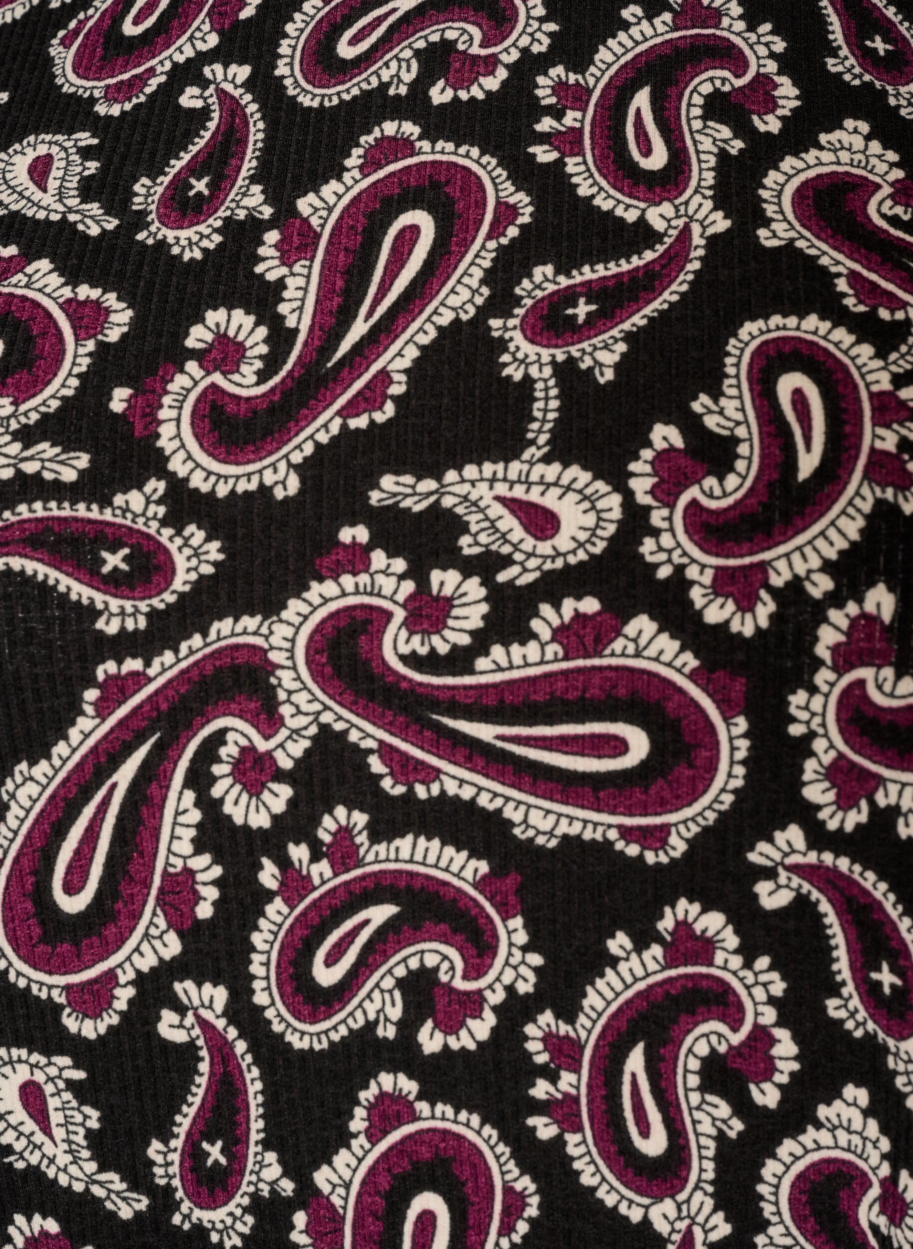 ZizziBluzka z dlugim rekawem i nadrukiem w stylu paisley, Ciemnobordowy, Packshot image number 2