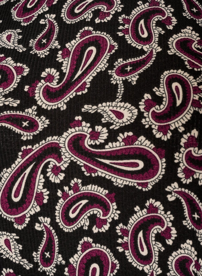 Bluzka z dlugim rekawem i nadrukiem w stylu paisley, Ciemnobordowy, Packshot image number 2