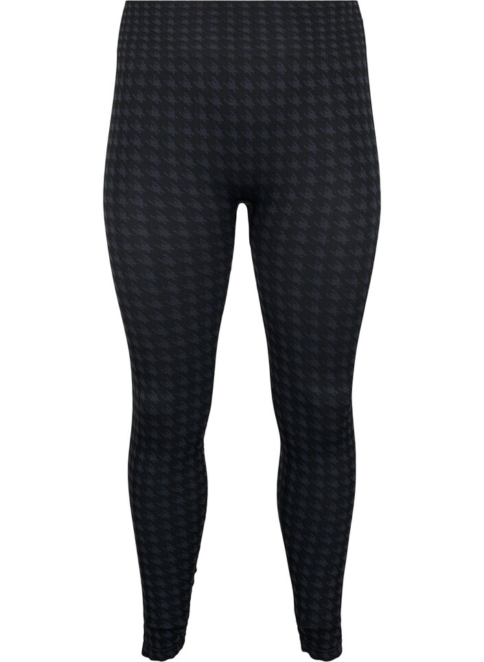  Bezszwowe legginsy w pepitke, Black w. Dark Grey, Packshot image number 0