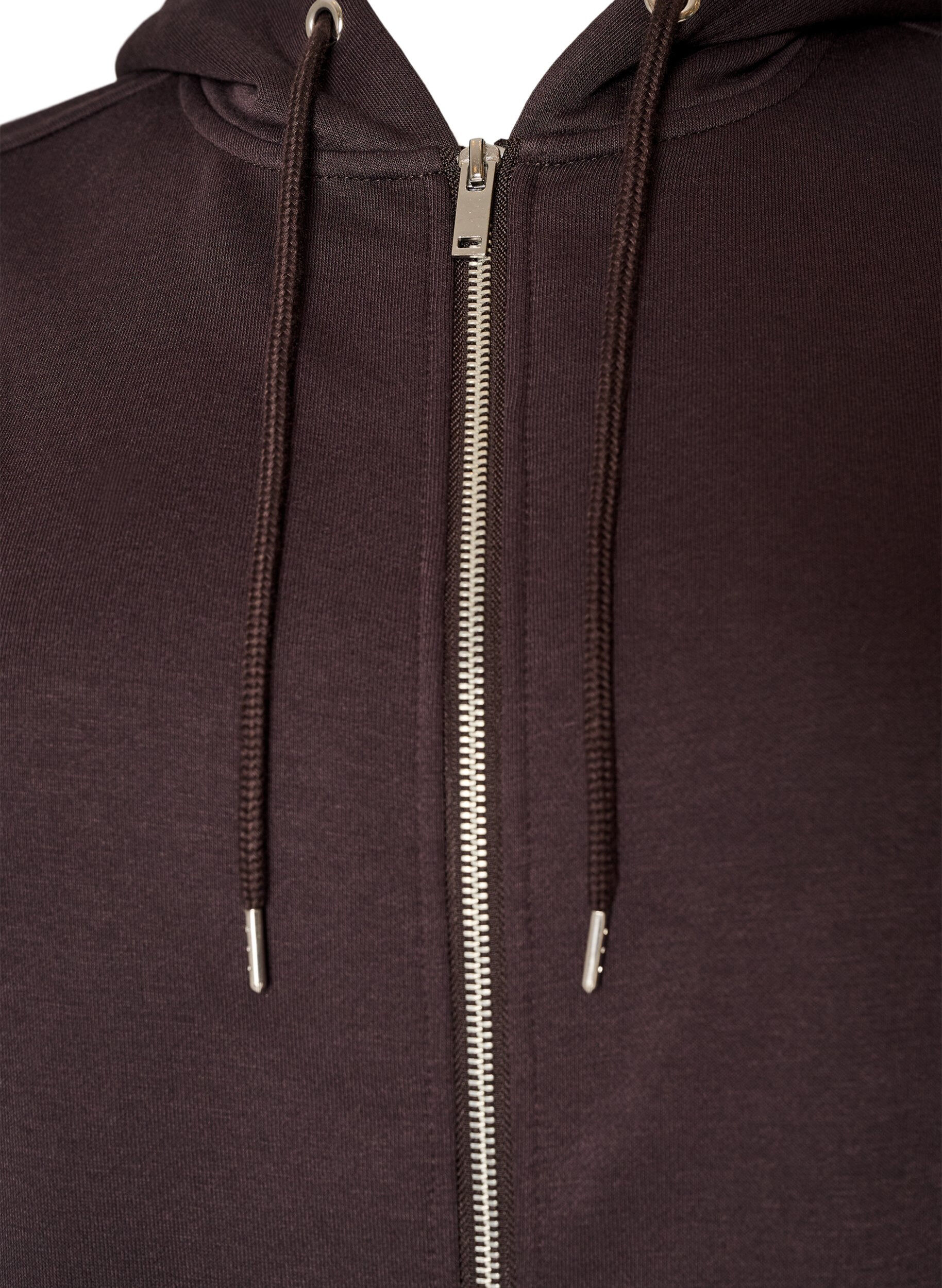 ZizziBluza z kapturem, zamkiem blyskawicznym i kieszeniami, Brązowy, Packshot image number 2